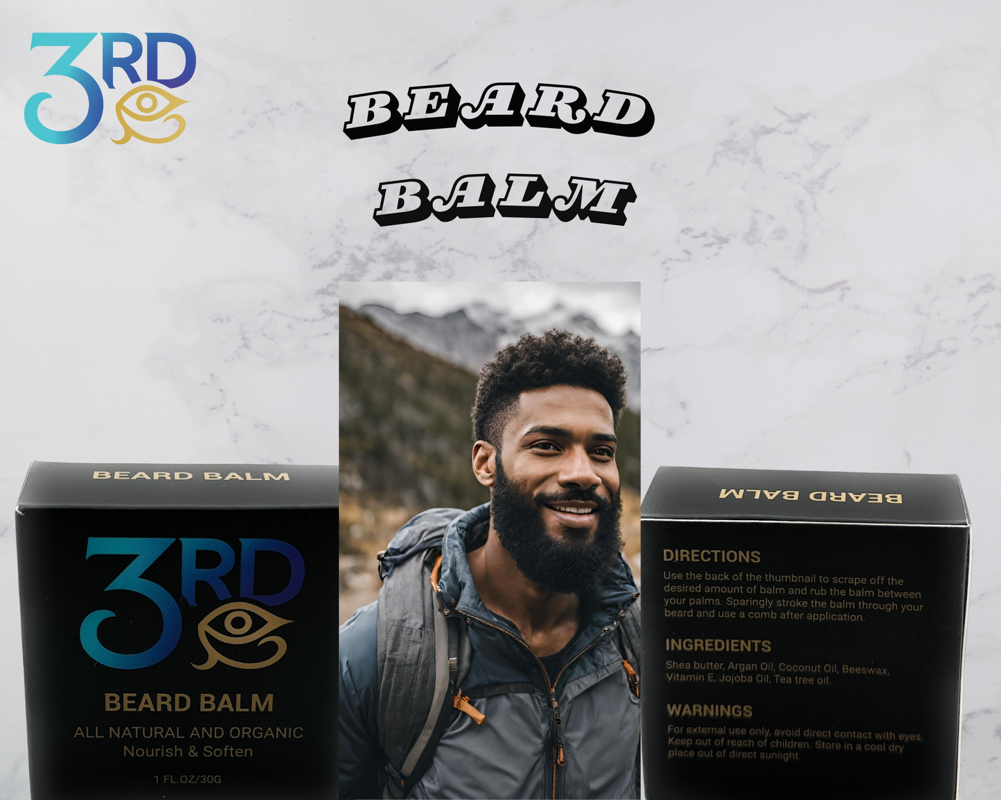 Beard Balm - Hydrates, Strengthens, Softens, Adds Shine & Tames Hair - Vegan, Free of Parabens, Sulfates & Silicone