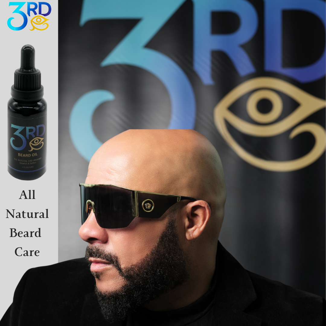 Vegan Beard Care Oil made with Argan oil, Tea Tree oil, Grape-seed oil, Vitamin E, & Jojoba Seed Oil that softens and promotes growth.