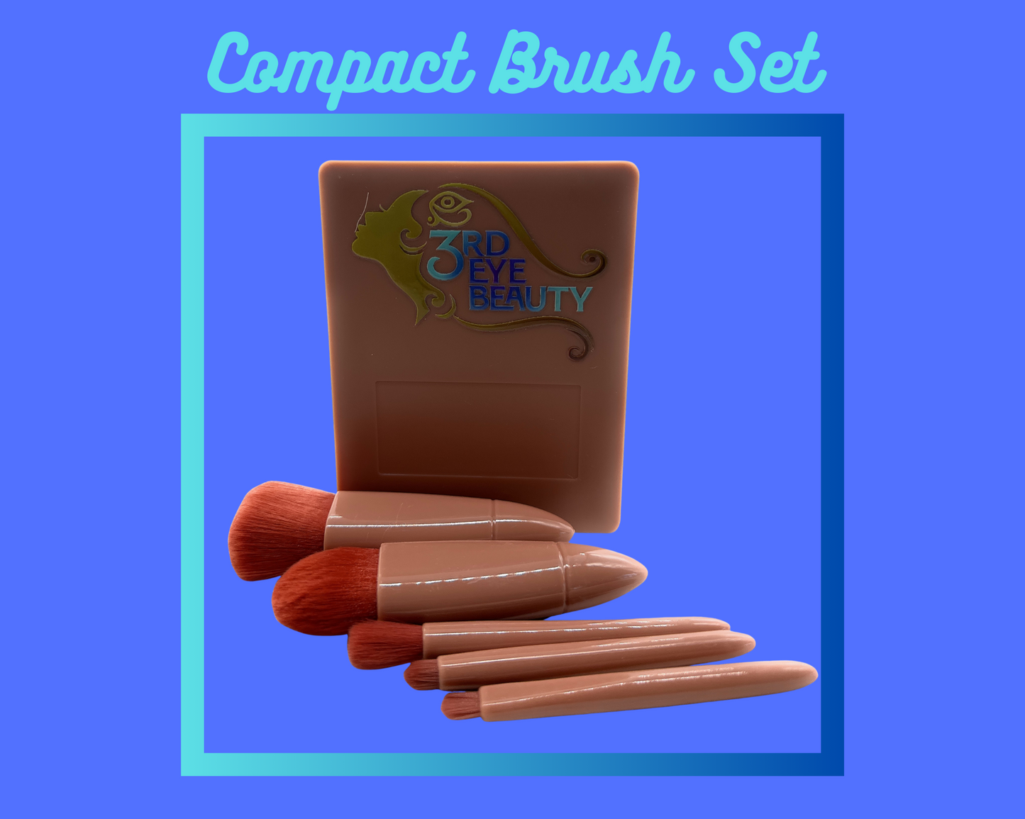 5PCS Natural Vegan Hair Personal Makeup Brushes Set - Travel Case - With Mirror - Soft Synthetic Hairs - Foundation, Concealer, Eyeshadow Eyebrows, Powder, Blending
