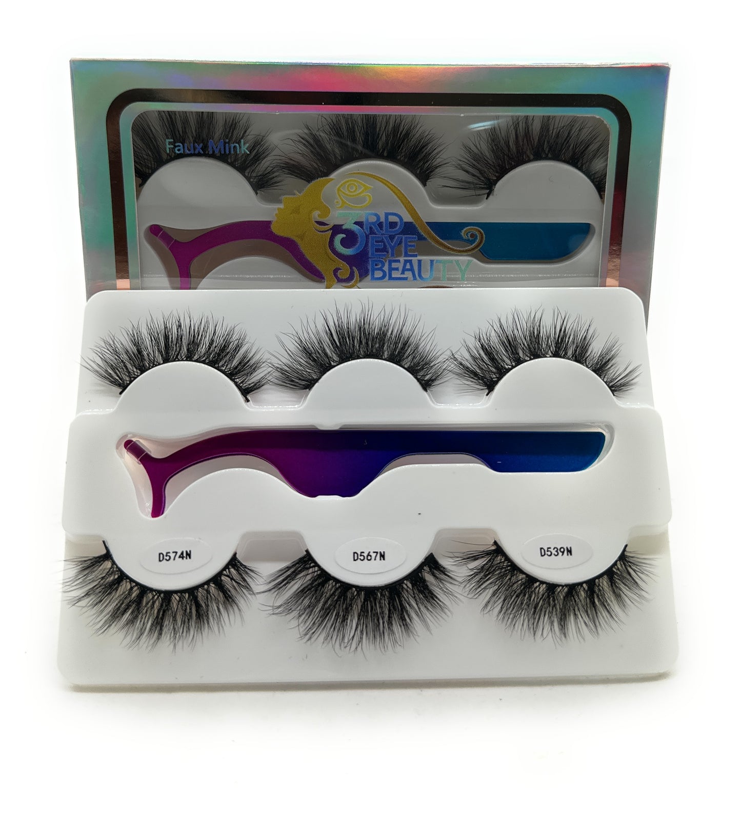 3 Pair Faux Mink Eyelash Set With Lash Applicator - 3d Faux Mink Lashes Fluffy eyelashes - Reusable - Portable Box