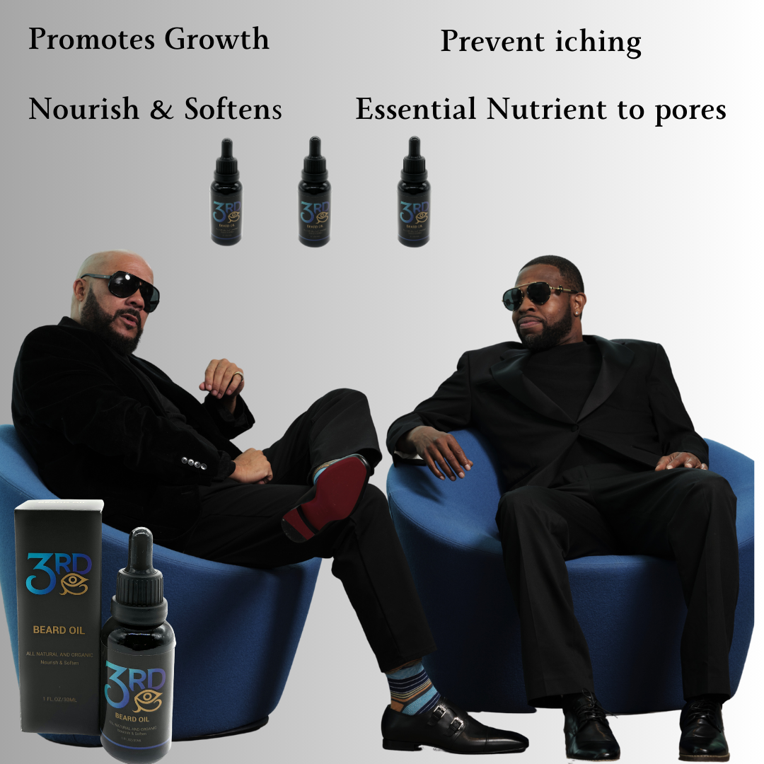 Vegan Beard Care Oil made with Argan oil, Tea Tree oil, Grape-seed oil, Vitamin E, & Jojoba Seed Oil that softens and promotes growth.