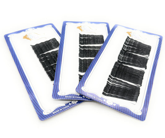 Black 2-inch Bobbi Pin Metal Hair Pin Clip Set - Secure Hold - For Styling - (Black)