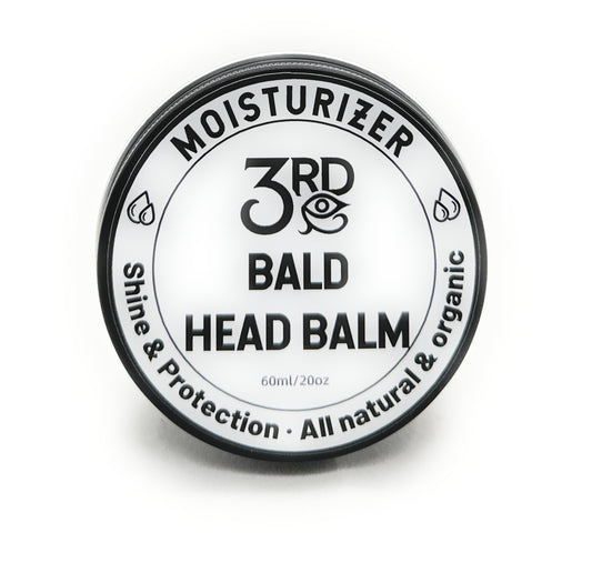 Bald Head Balm -crafted to soothe the scalp, alleviating any discomfort, irritation, or dryness that might be experienced on a bald head.